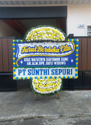 Papan Bunga Duka di Kutabumi
